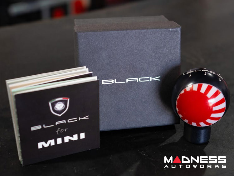 MINI Cooper Gear Shift Knob - Black w/ Rising Sun Flag of Japan Design
